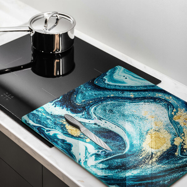 Skärbräda av glas Blått abstrakt guld