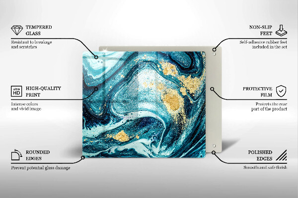 Skärbräda av glas Blått abstrakt guld