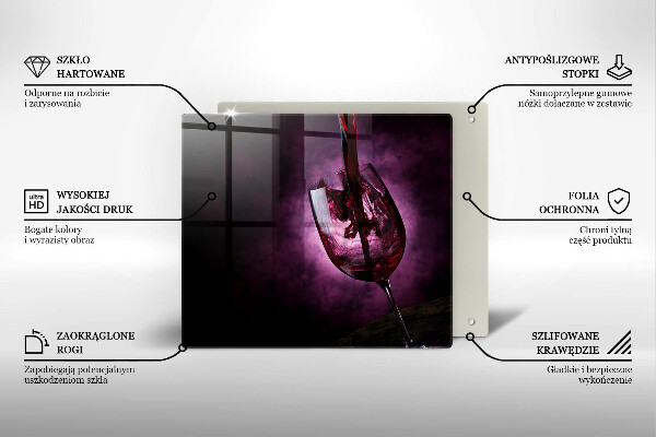 Skärbräda av glas Ett glas vin