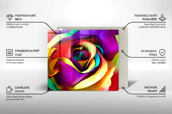 Skärbräda av glas Färgglada rosenblad