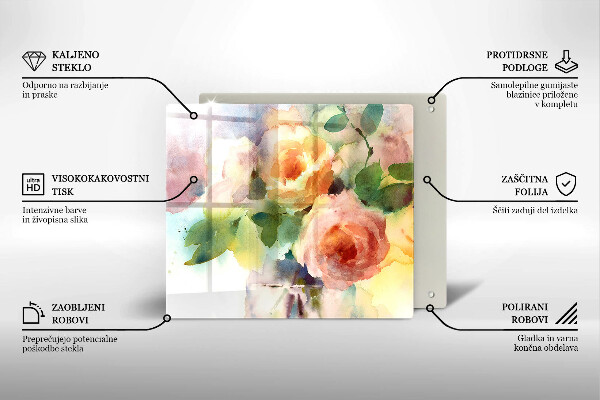 Skärbräda av glas Målade blommor