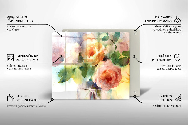 Skärbräda av glas Målade blommor