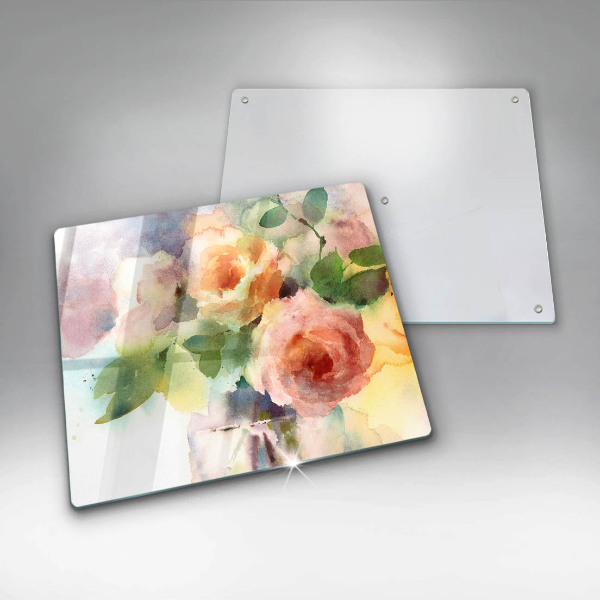 Skärbräda av glas Målade blommor