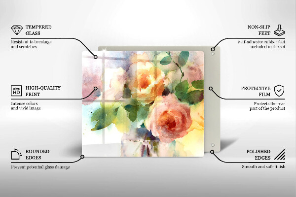 Skärbräda av glas Målade blommor