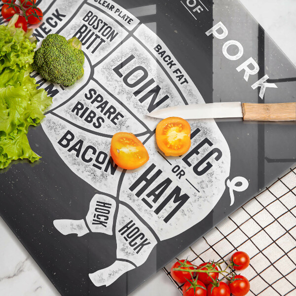 Skärbräda av glas Fläskkött