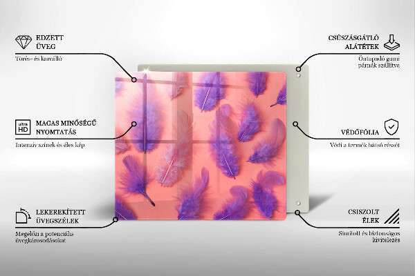 Skärbräda av glas Fluffiga fjädrar