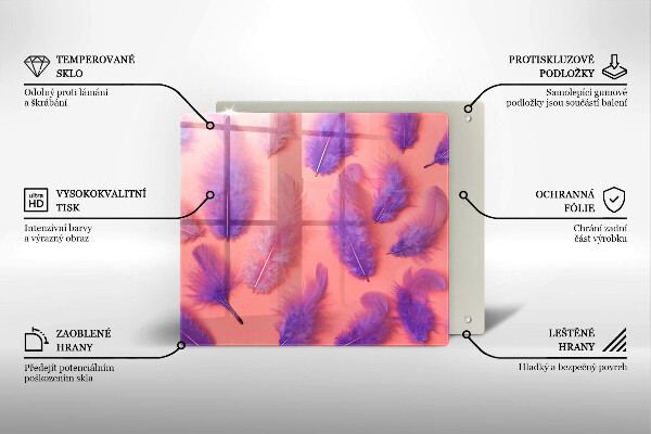 Skärbräda av glas Fluffiga fjädrar