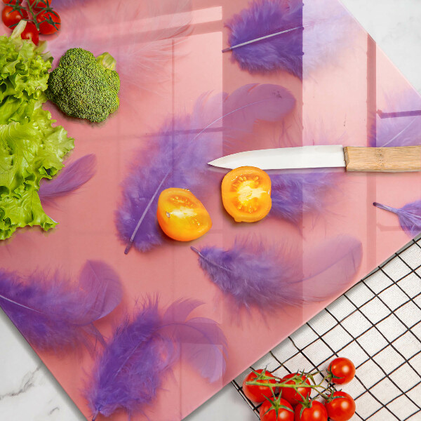 Skärbräda av glas Fluffiga fjädrar