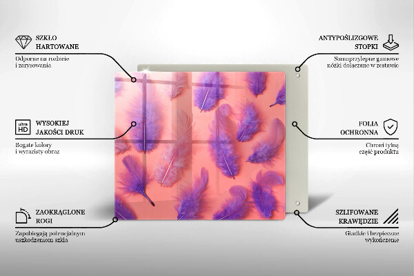 Skärbräda av glas Fluffiga fjädrar
