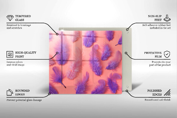 Skärbräda av glas Fluffiga fjädrar