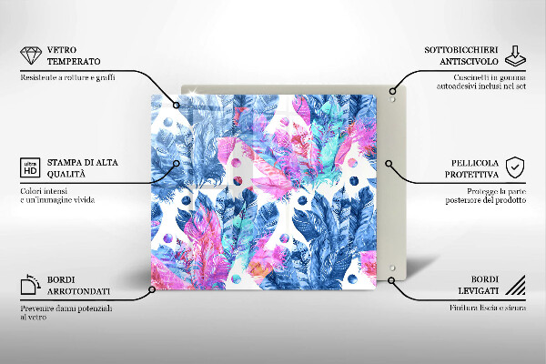 Skärbräda av glas Boho fjäder illustration