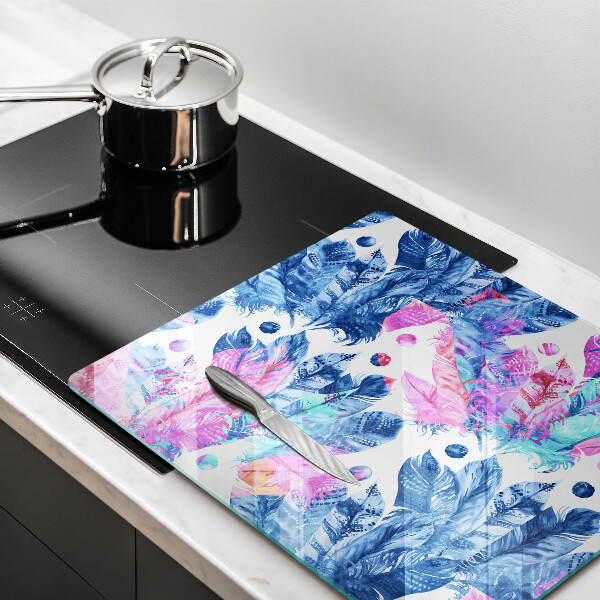 Skärbräda av glas Boho fjäder illustration