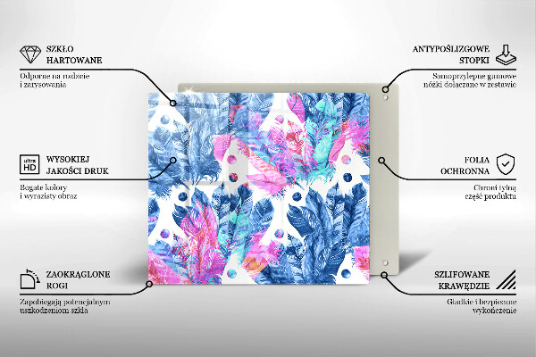 Skärbräda av glas Boho fjäder illustration