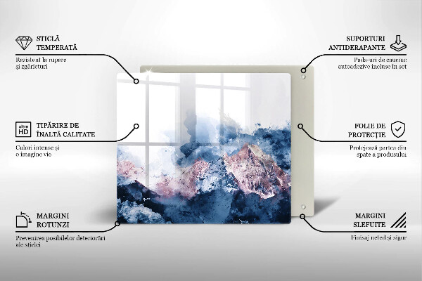 Skärbräda av glas Abstrakt målade berg