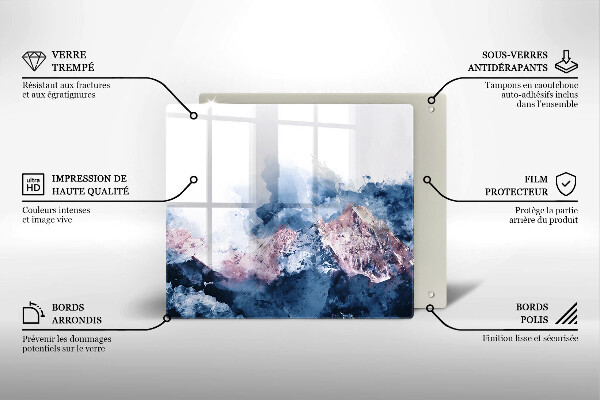 Skärbräda av glas Abstrakt målade berg