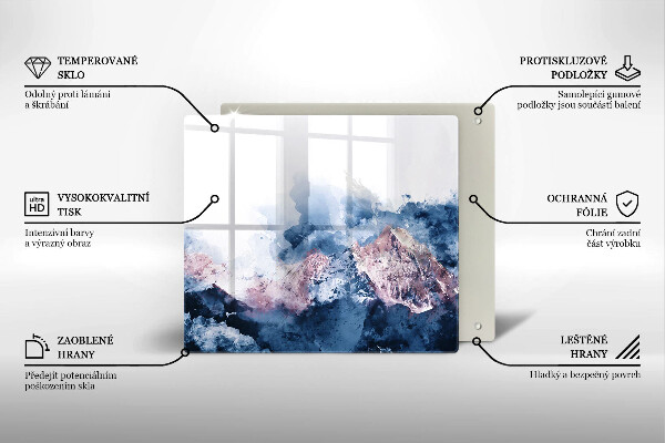 Skärbräda av glas Abstrakt målade berg