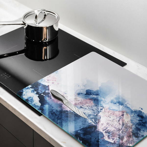 Skärbräda av glas Abstrakt målade berg