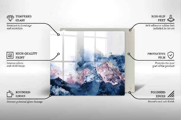 Skärbräda av glas Abstrakt målade berg