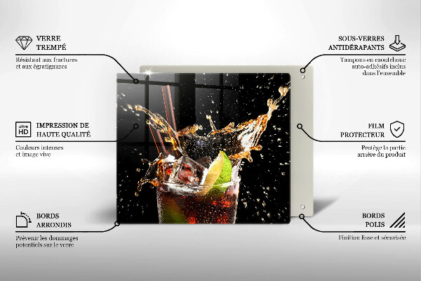 Skärbräda av glas Drick med is