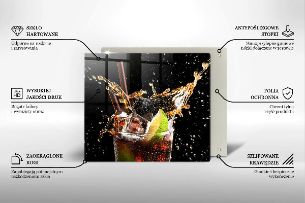 Skärbräda av glas Drick med is