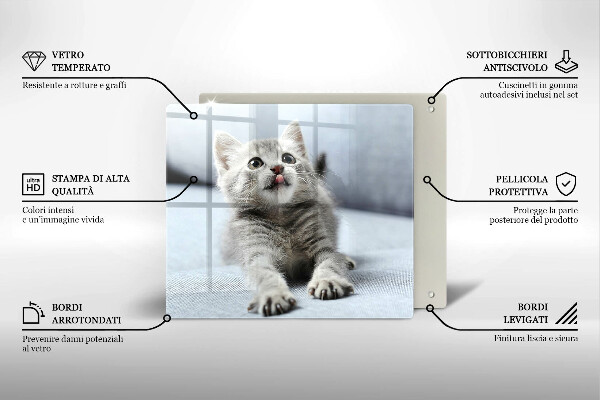 Skärbräda av glas Liten söt kattunge
