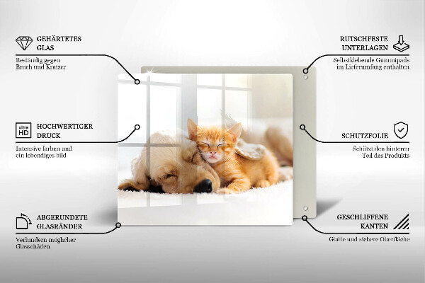 Skärbräda av glas Djur hund och katt