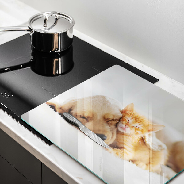 Skärbräda av glas Djur hund och katt