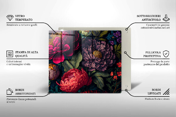 Skärbräda av glas Vackra blommor