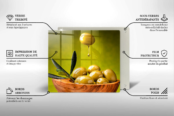 Skärbräda av glas Smakfulla oliver