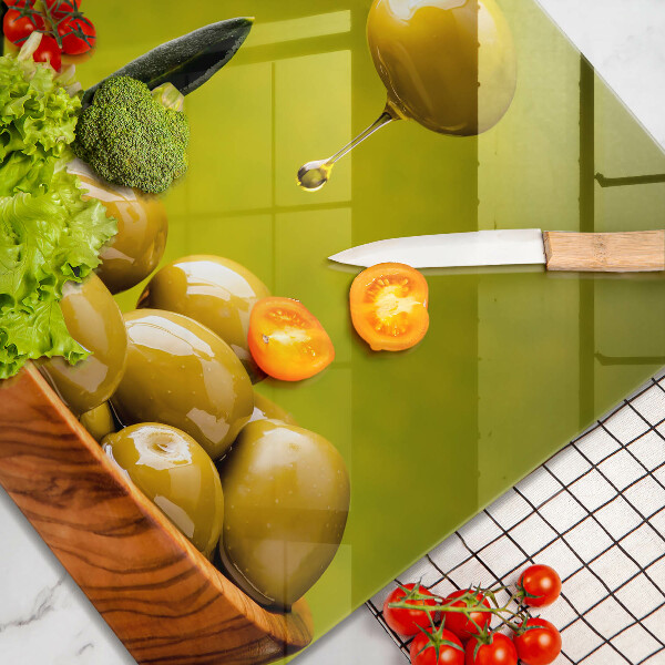 Skärbräda av glas Smakfulla oliver