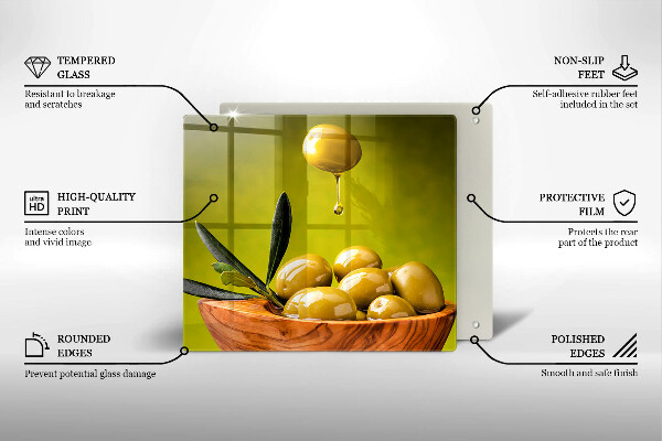 Skärbräda av glas Smakfulla oliver