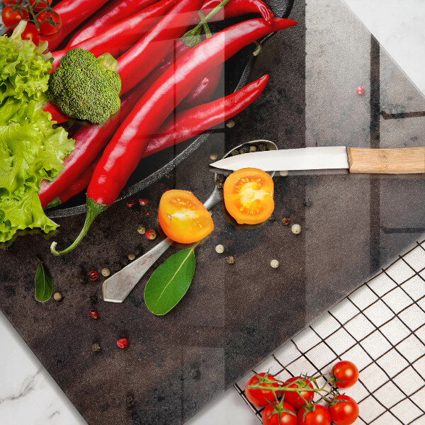 Skärbräda av glas Röd chilipeppar