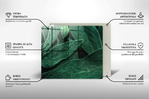 Skärbräda av glas Blad av växten