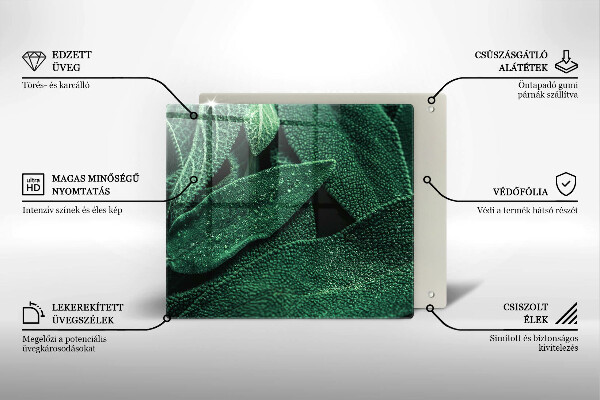 Skärbräda av glas Blad av växten