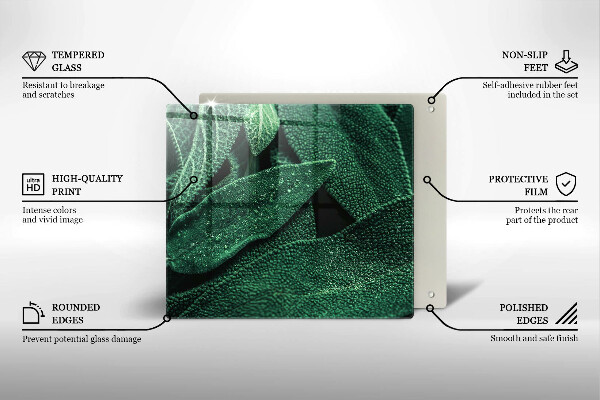 Skärbräda av glas Blad av växten