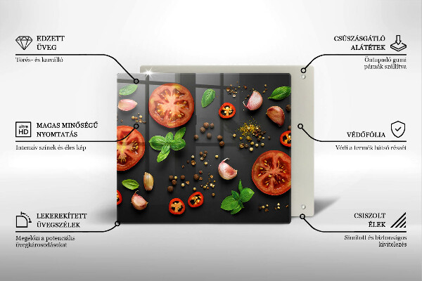 Skärbräda av glas Tomater och kryddor