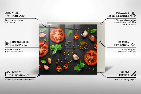 Skärbräda av glas Tomater och kryddor