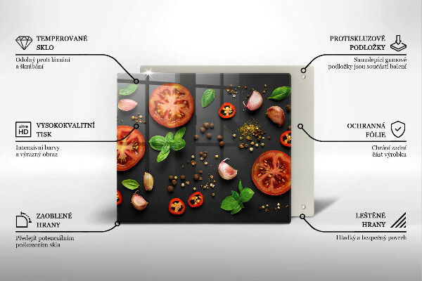 Skärbräda av glas Tomater och kryddor