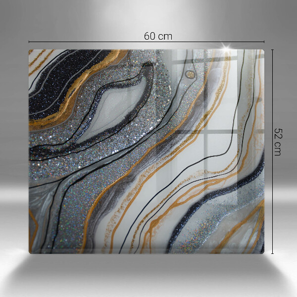 Skärbräda av glas sten med guld