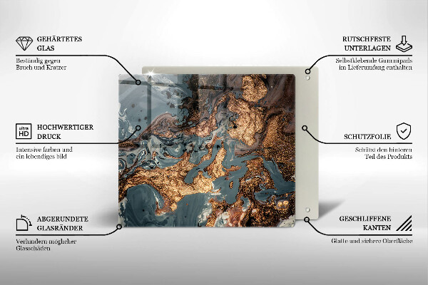 Skärbräda av glas Gyllene stenstruktur