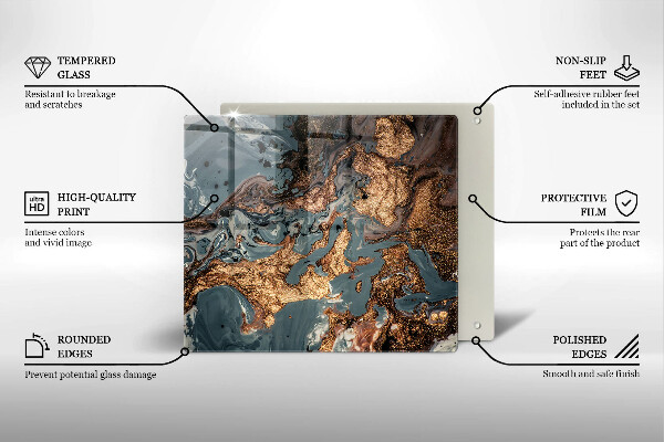 Skärbräda av glas Gyllene stenstruktur