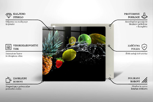 Skärbräda av glas Owoce w wodzie