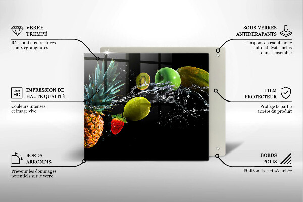 Skärbräda av glas Owoce w wodzie
