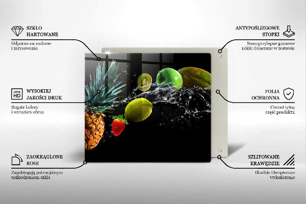 Skärbräda av glas Owoce w wodzie