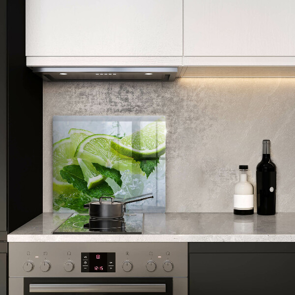 Skärbräda av glas Lime mynta och is