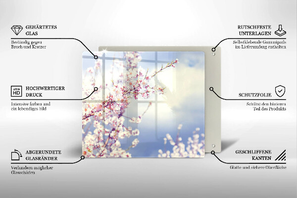 Skärbräda av glas Blommande träd
