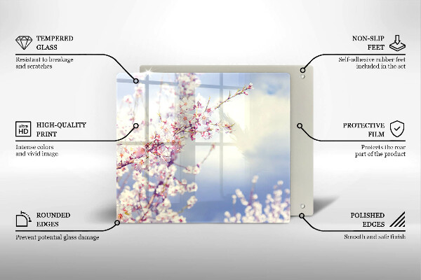 Skärbräda av glas Blommande träd