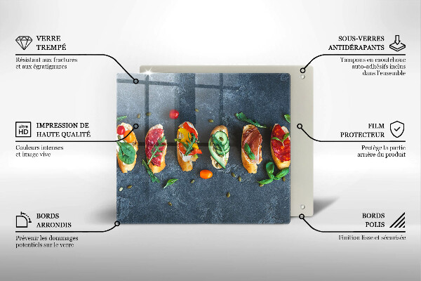 Skärbräda av glas Färgglada smörgåsar