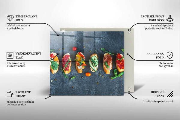 Skärbräda av glas Färgglada smörgåsar