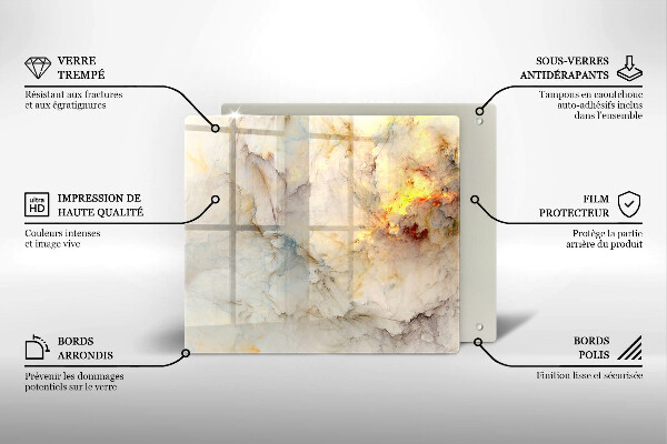 Skärbräda av glas Marmorstruktur med guld